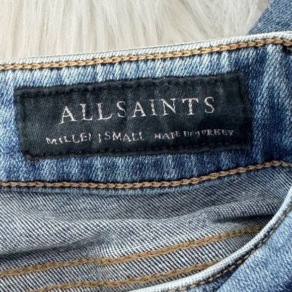 All Saints Miller Frayed Hem Distressed Skinny Jeans Sz S (US 6) - Picture 5 of 8